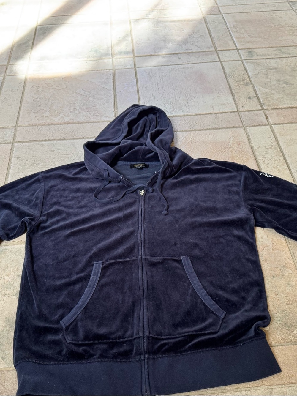 Juicy Couture Navy Velour Zip Hoodie
